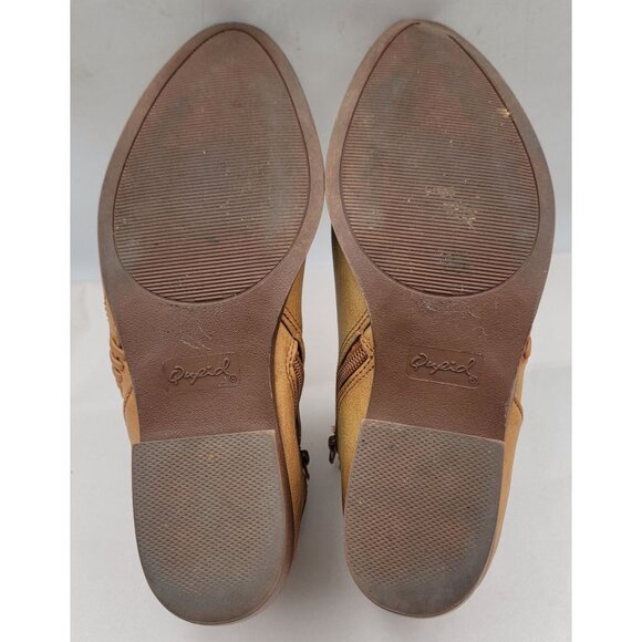 Qupid Tan Ankle Boots With Side Zipper & Stacked Heel Womens 7-7.5 - Picture 10 of 13